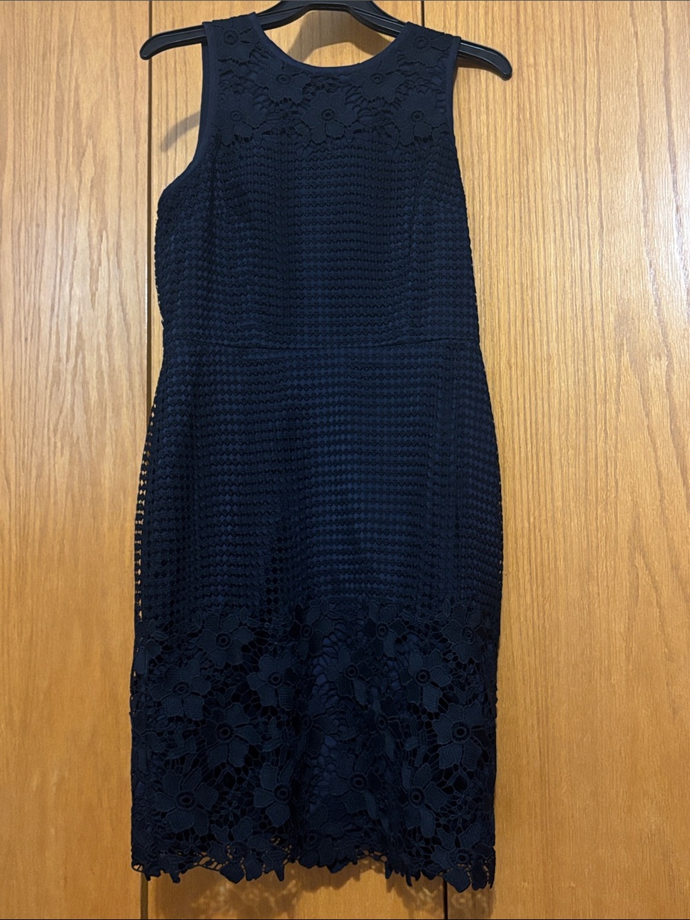 Ann Taylor Black Sleeveless Lace-Trim Midi Dress
